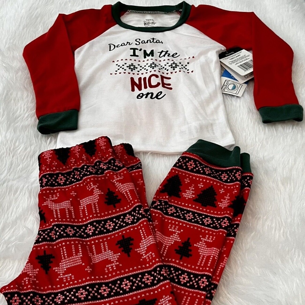 Night Life 2Pc. Kids Unisex Christmas Pajamas, " I'm The Nice One" XS-4/5